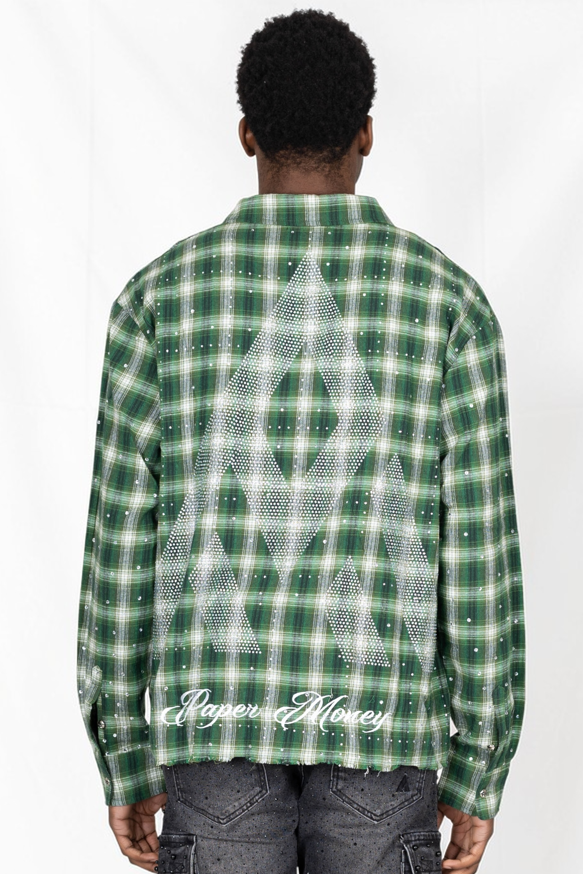 PAPER MONEY - RHINESTONE FLANNEL VERDE