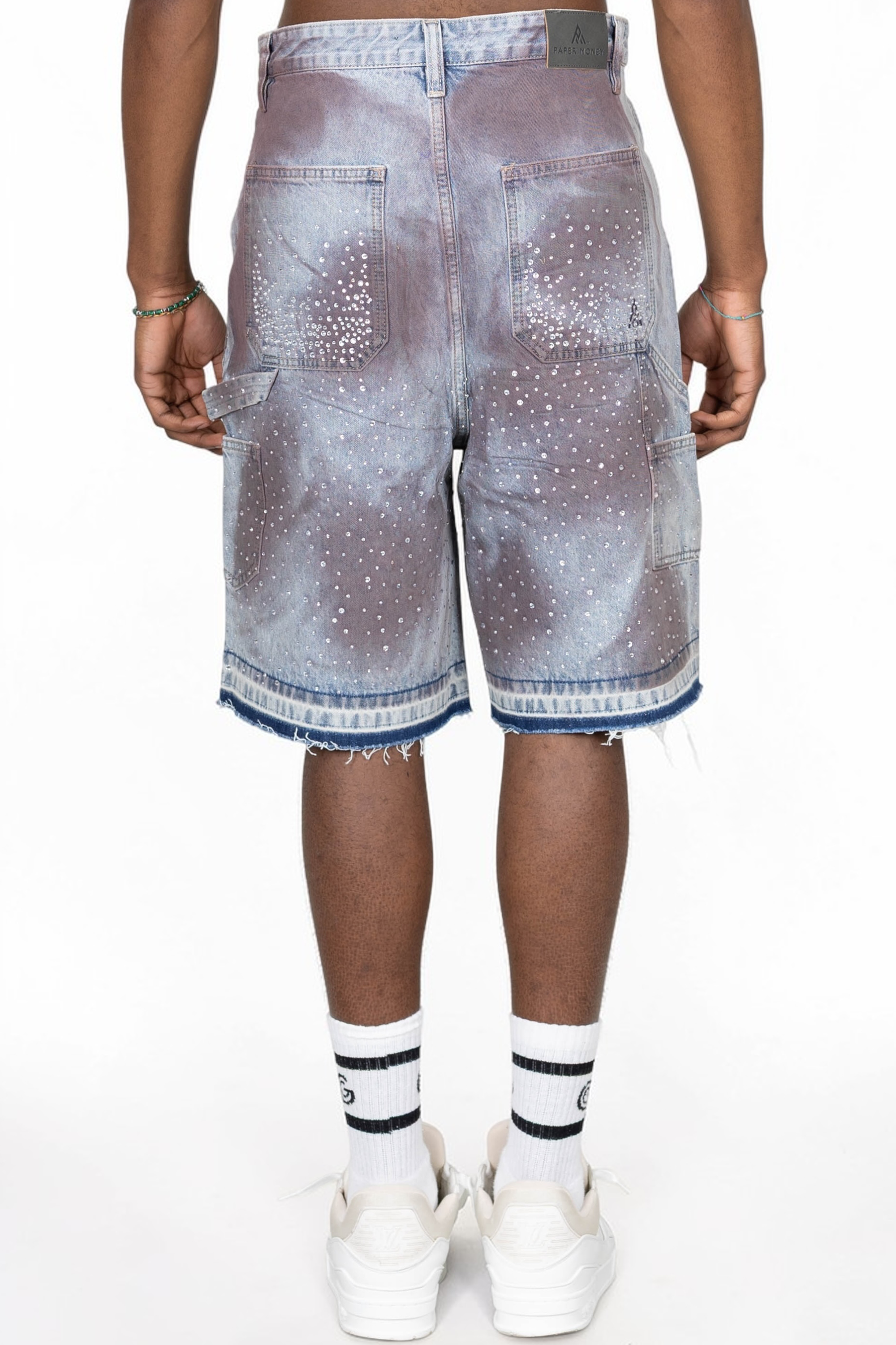 PAPER MONEY - SHORTS CRYSTILLAZED DENIM E LILLA