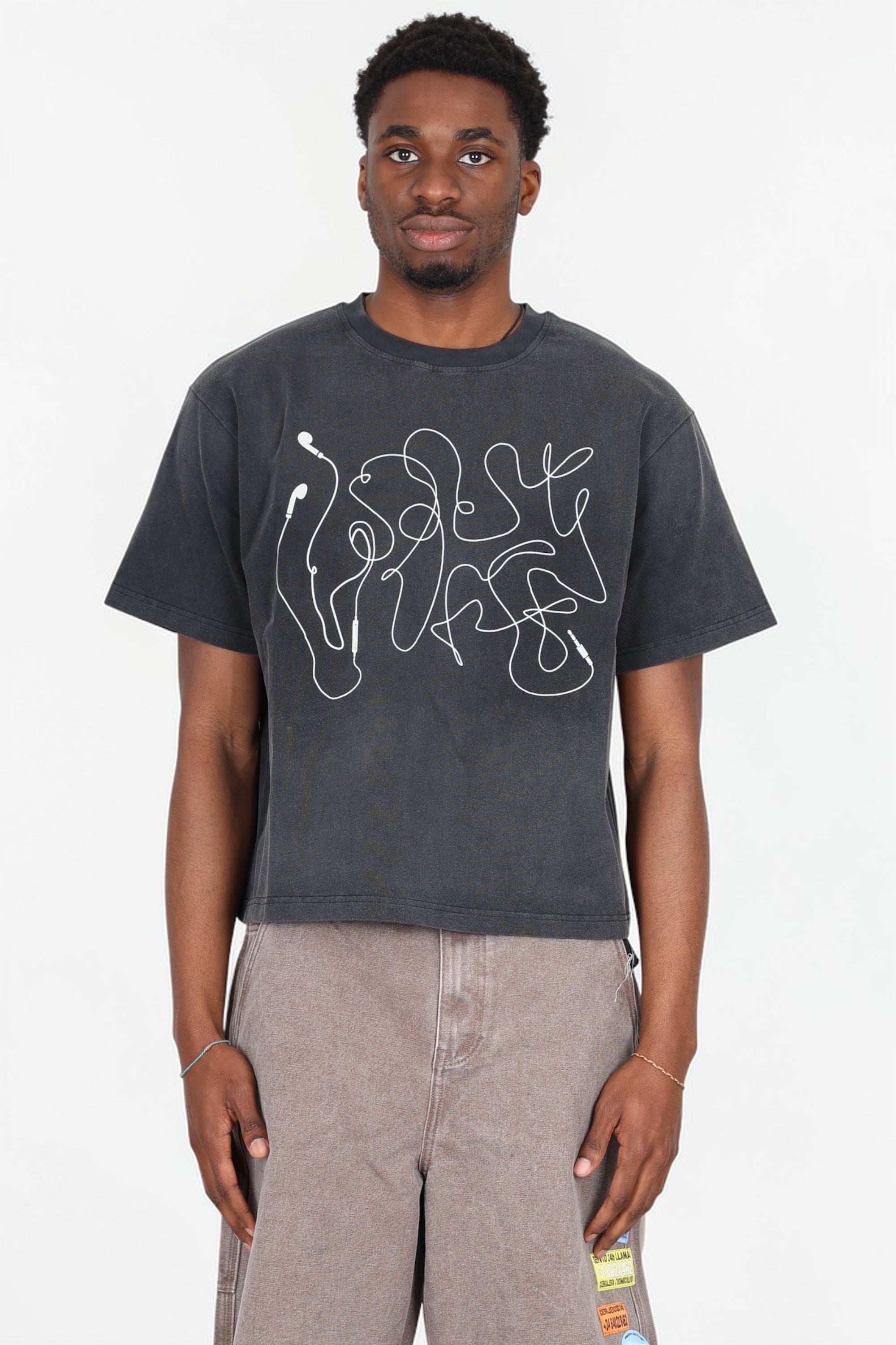 SSSTUFFF - T SHIRT HEADPHONE CABLELOGO GRIGIO