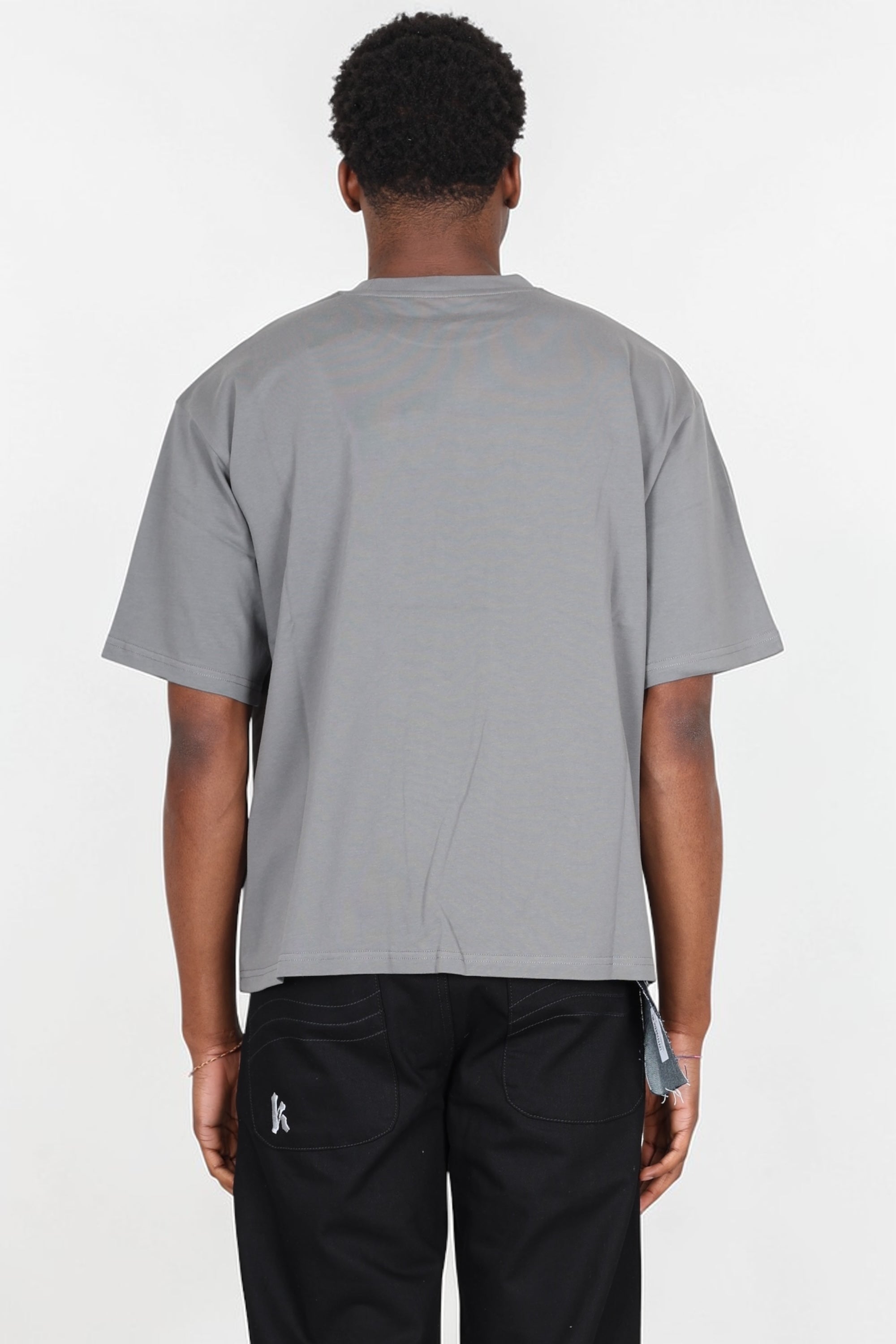 SSSTUFFF - T SHIRT CEMENT EFFECT LOGO GRIGIO