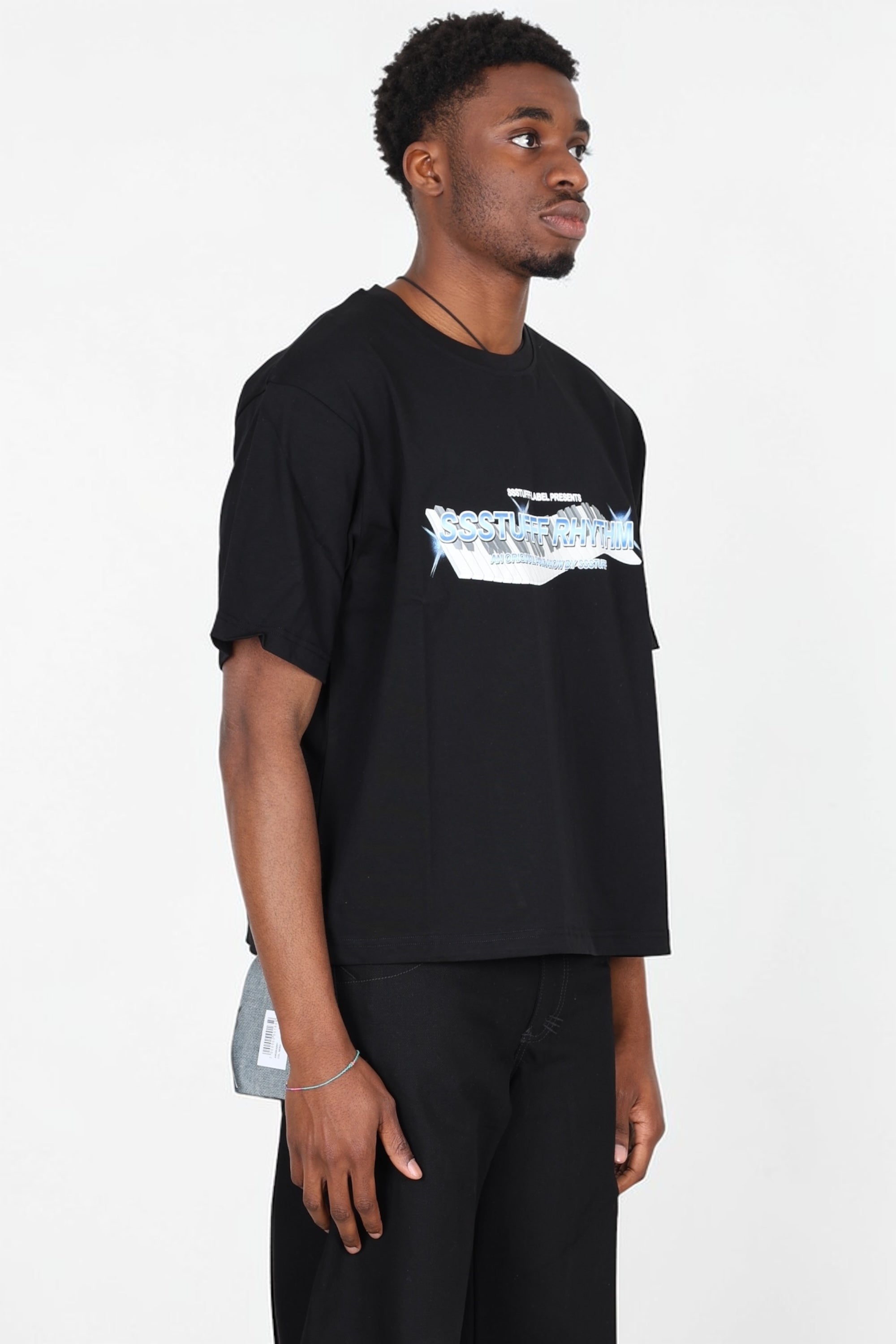 SSSTUFFF - T SHIRT PUFF PIANO NERO