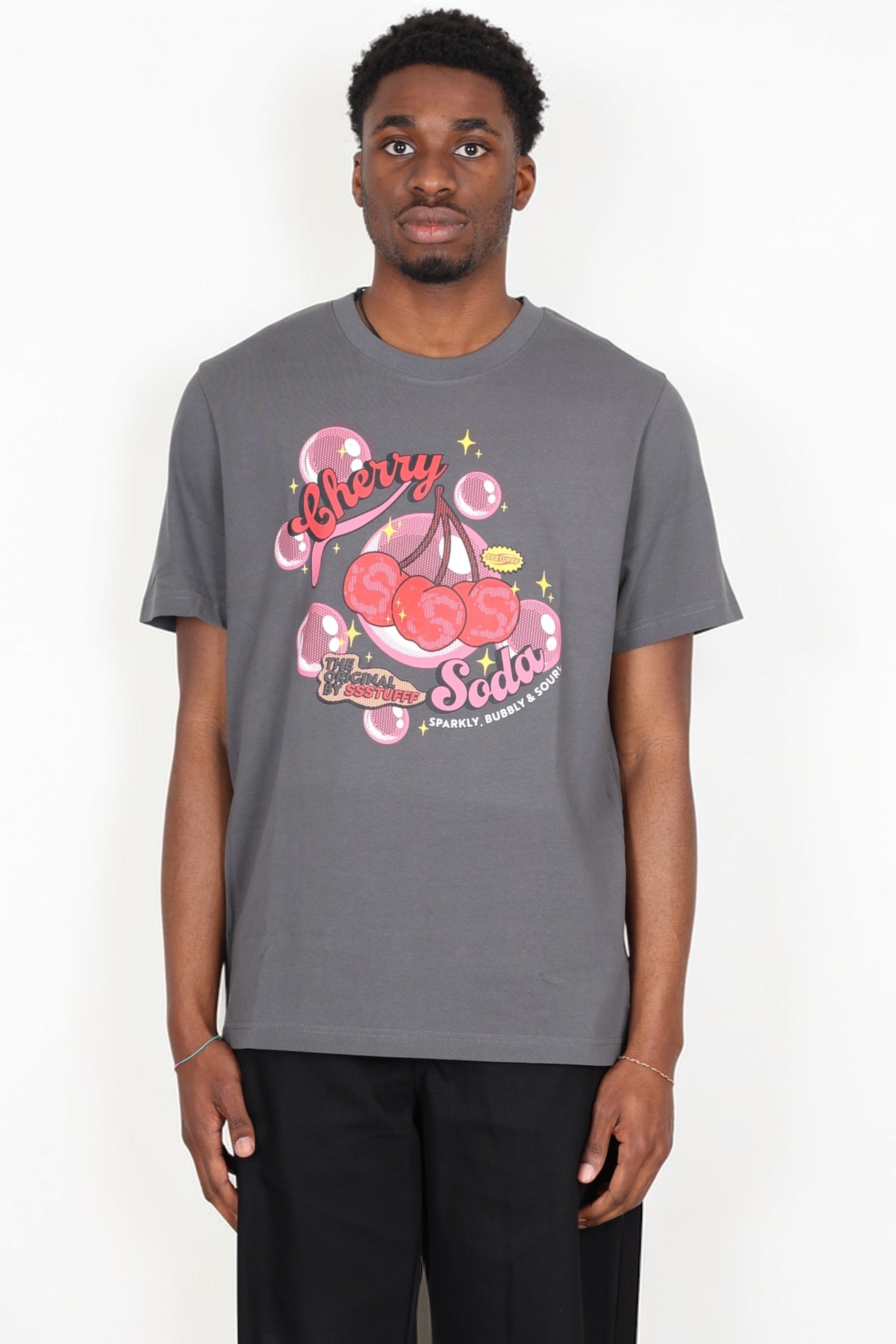 SSSTUFFF - T-SHIRT CHERRY SCRATCH&SNIFF GRIGIO