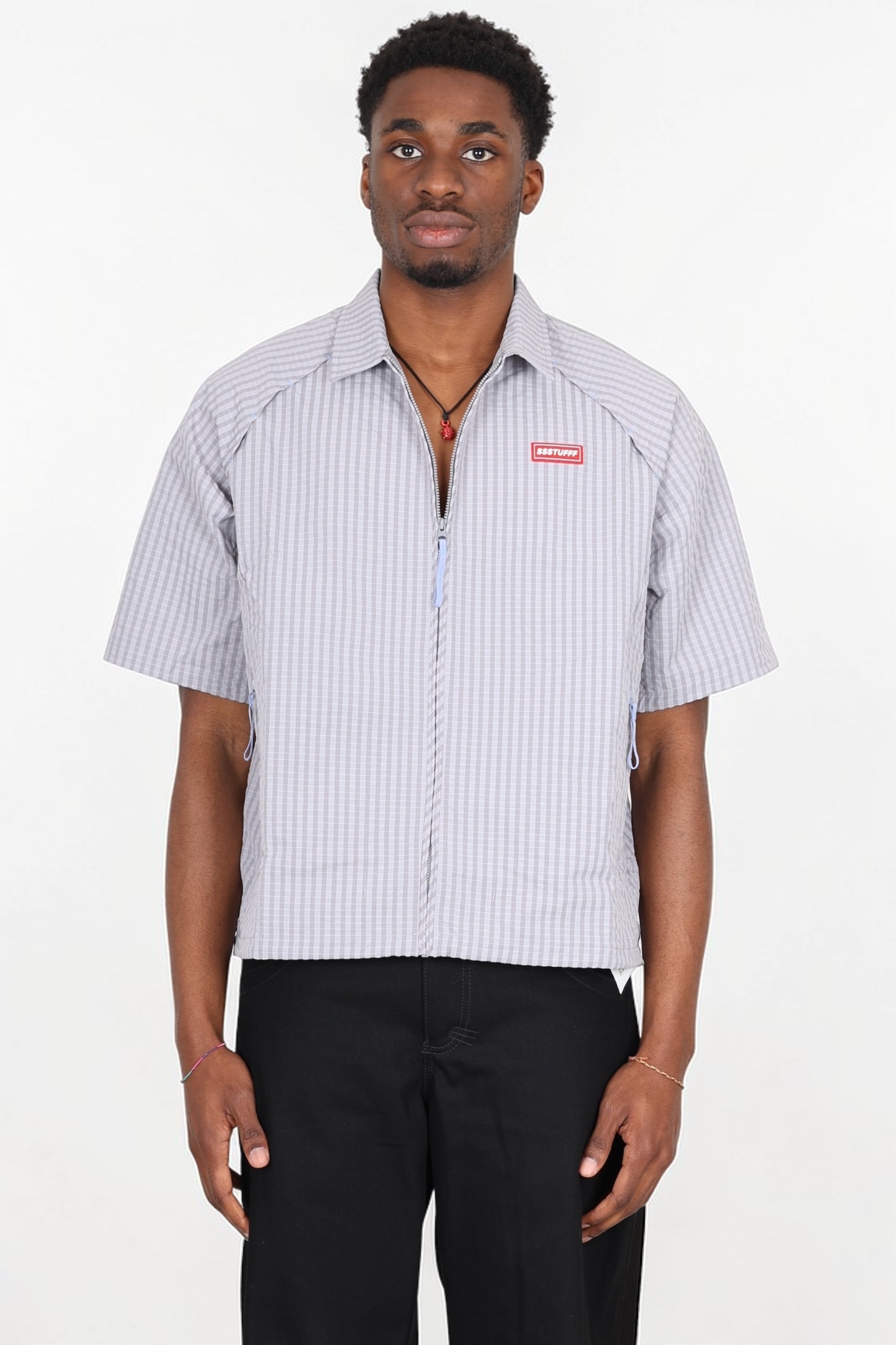 SSSTUFFF - SHIRT RR SS CHECKED  GRIGIO