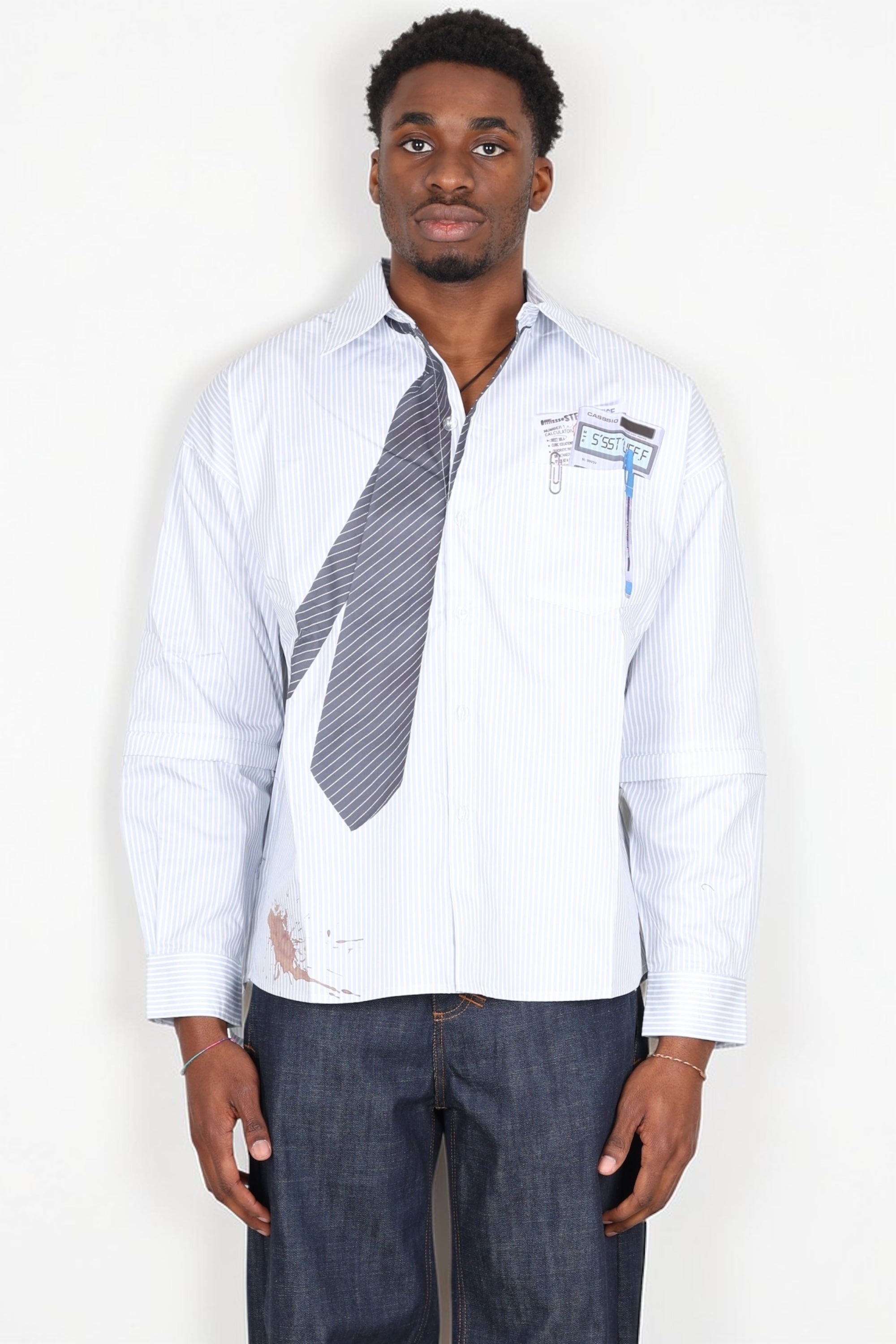 SSSTUFFF - SHIRT DETACHABLE SLEEVES TIE BIANCO