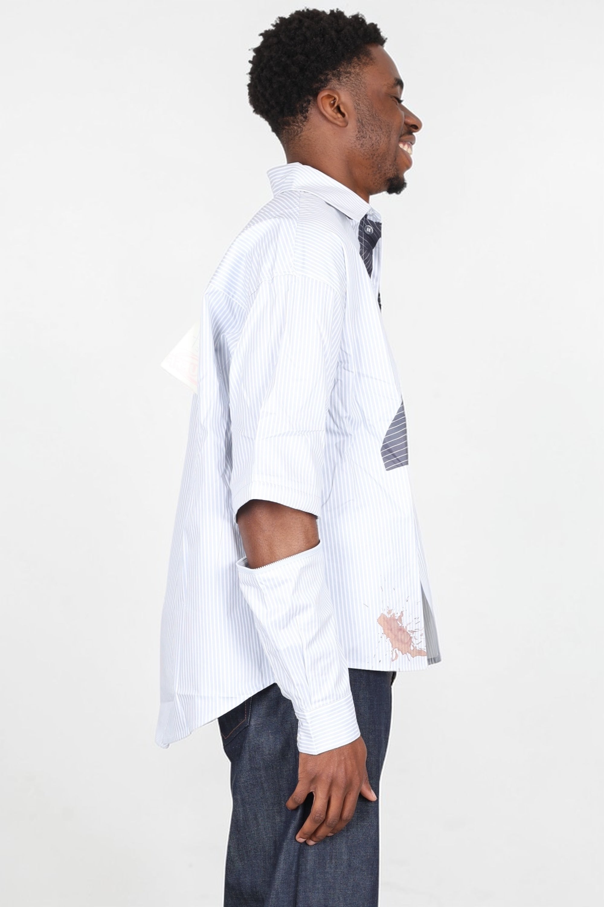 SSSTUFFF - SHIRT DETACHABLE SLEEVES TIE BIANCO