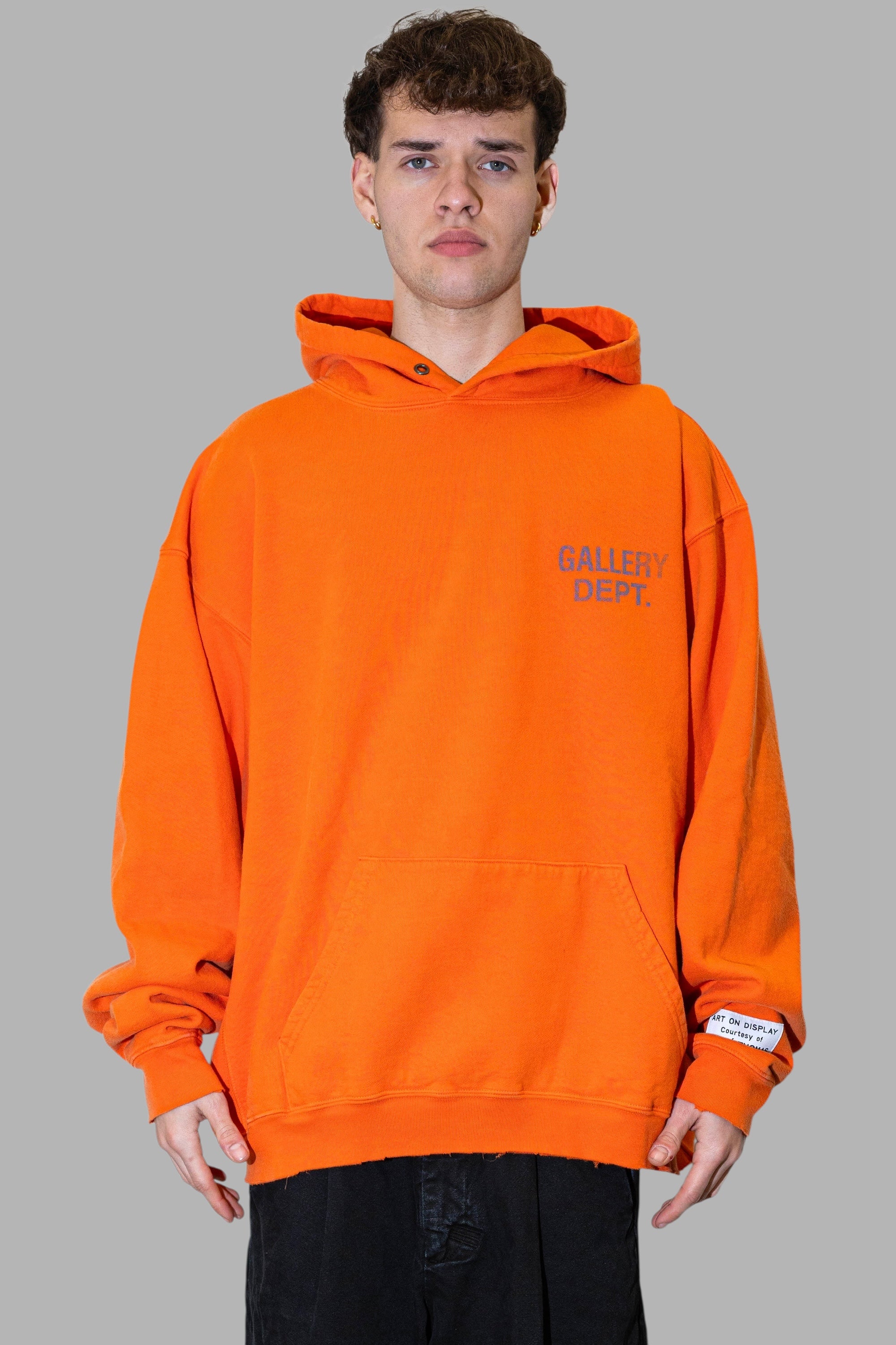 GALLERY DEPT- HOODIE ARANCIONE- LOGO BLU