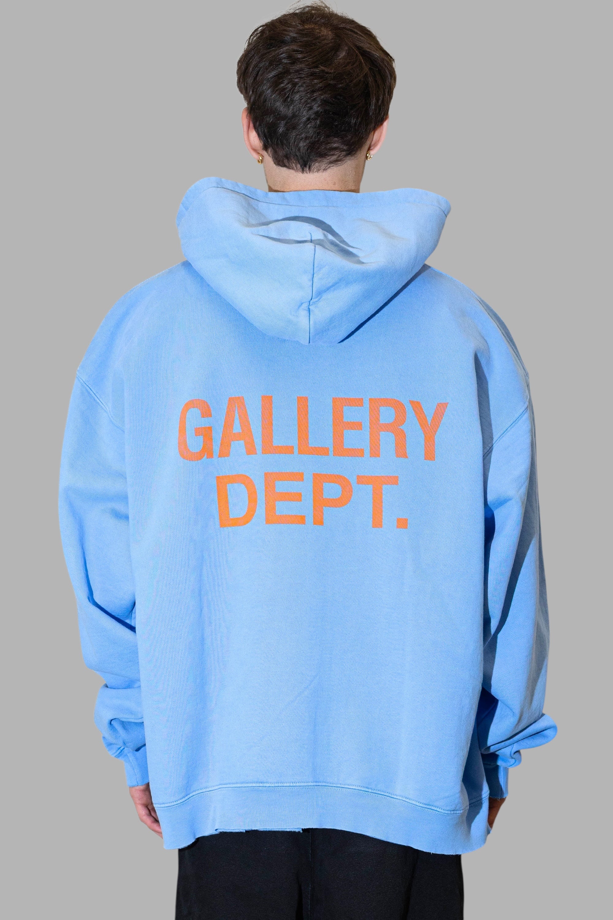 GALLERY DEPT- HOODIE AZZURRA- LOGO ARANCIONE