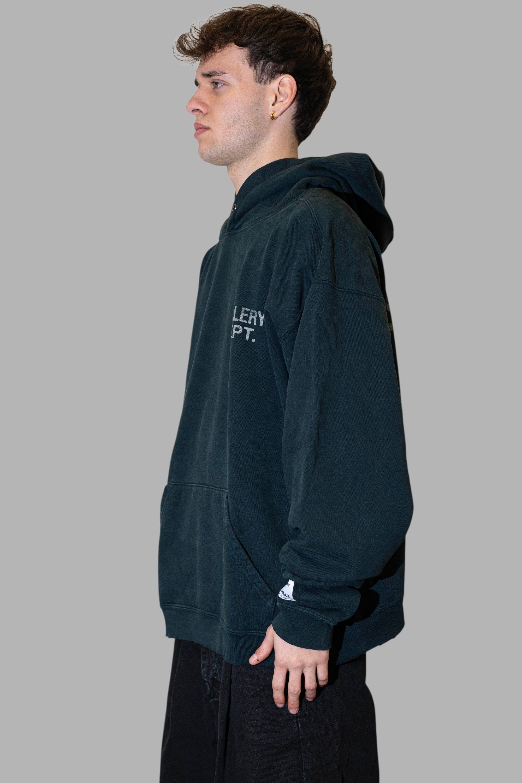 GALLERY DEPT- HOODIE NERA- LOGO GRIGIO