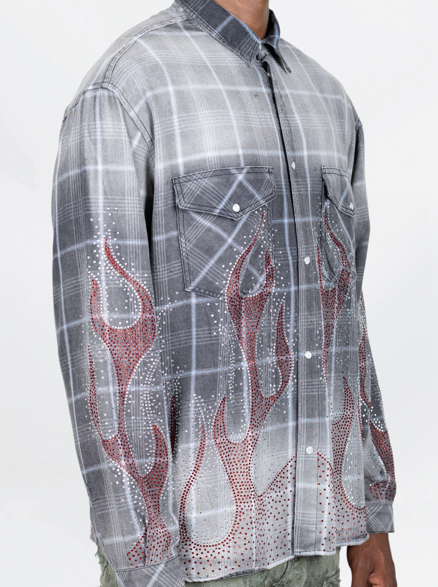 BLACK ISLAND - CAMICIA FIAMME  GRIGIO