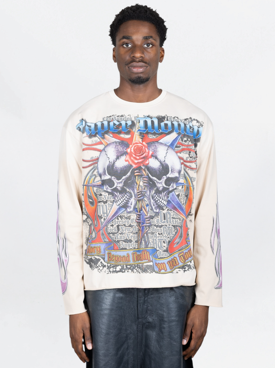 PAPER MONEY - LONGSLEEVE TWIN FLAMES  BEIGE