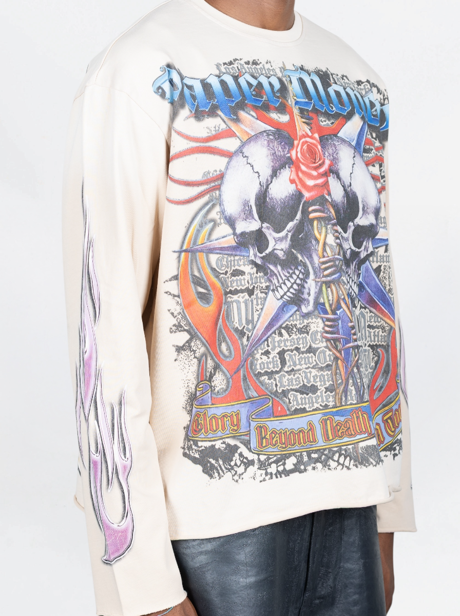PAPER MONEY - LONGSLEEVE TWIN FLAMES  BEIGE
