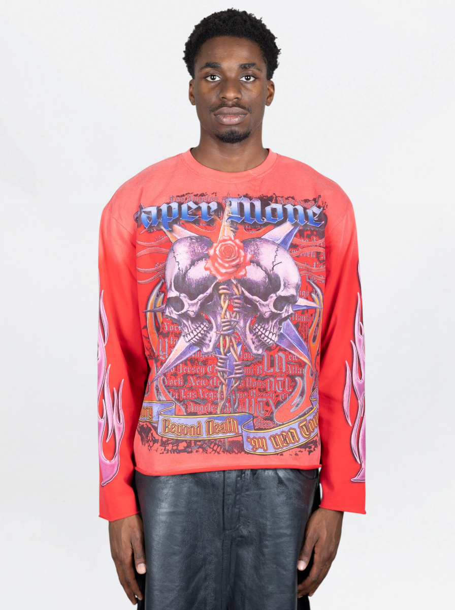 PAPER MONEY - LONGSLEEVE TWIN FLAMES  ROSSO