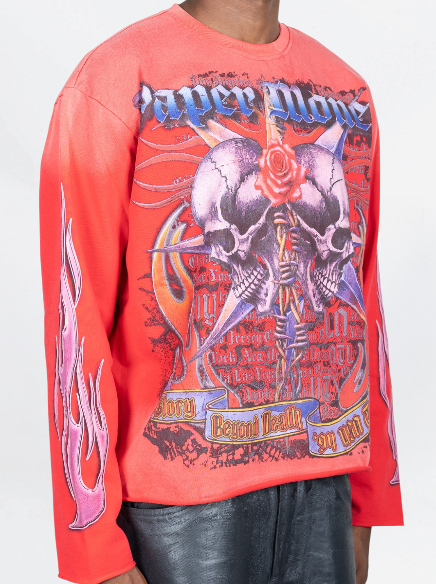 PAPER MONEY - LONGSLEEVE TWIN FLAMES  ROSSO