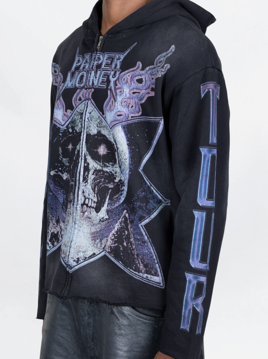 PAPER MONEY - HOODIE SKULL WORLD  NERO