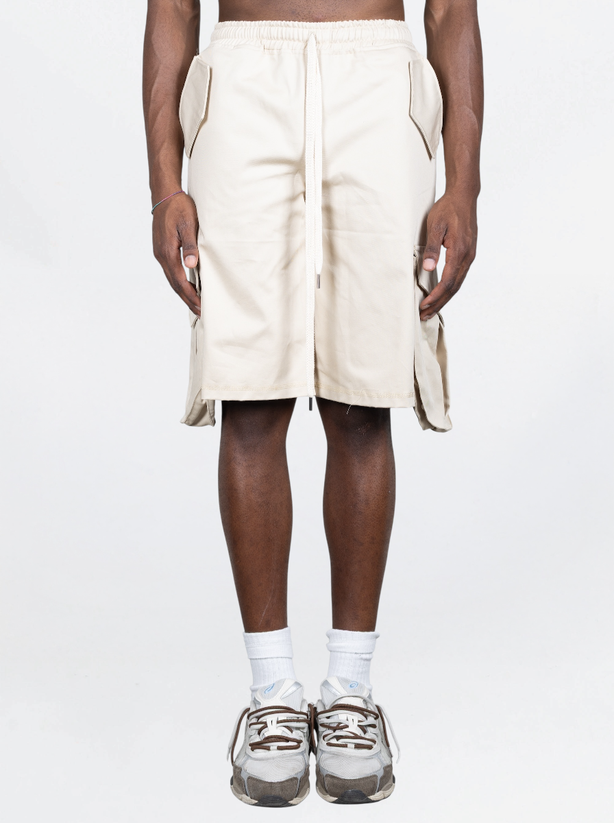 TWO SIDES - CARGO SIDE JORTS  BEIGE