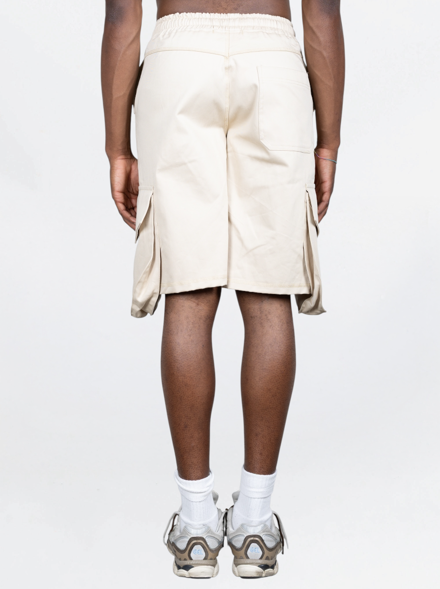 TWO SIDES - CARGO SIDE JORTS  BEIGE