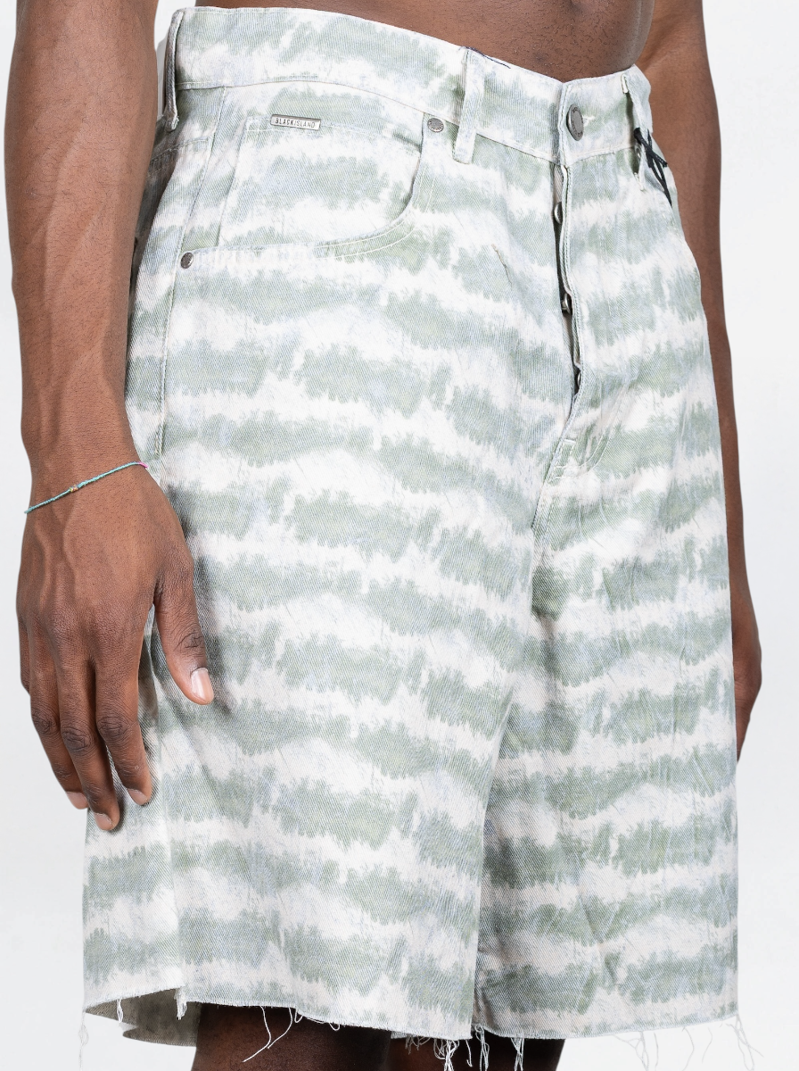 BLACK ISLAND - SHORTS TEXTURED DENIM VERDE