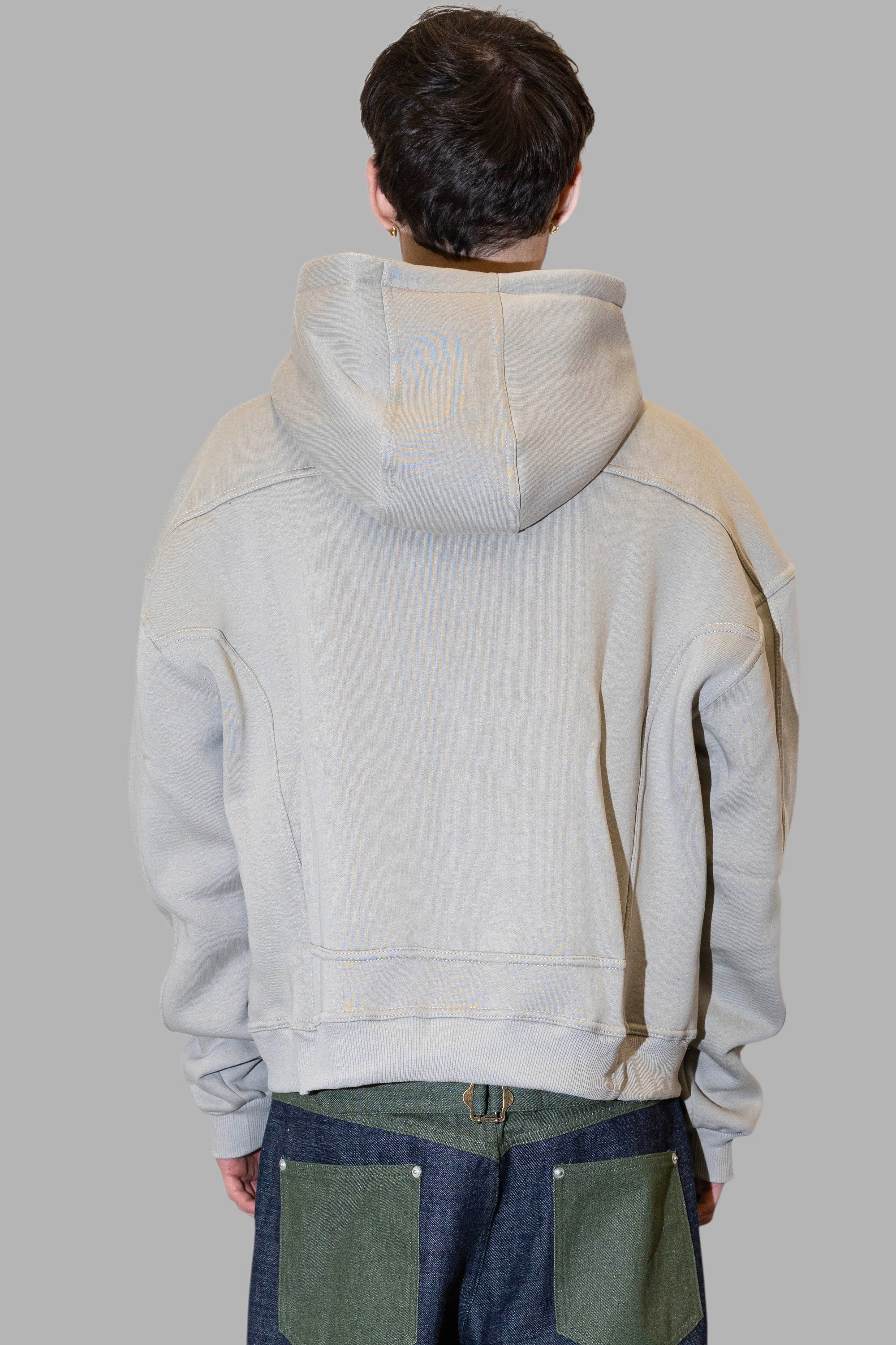 ANOTHER ONE - CROP ZIP HOODIE- BEIGE