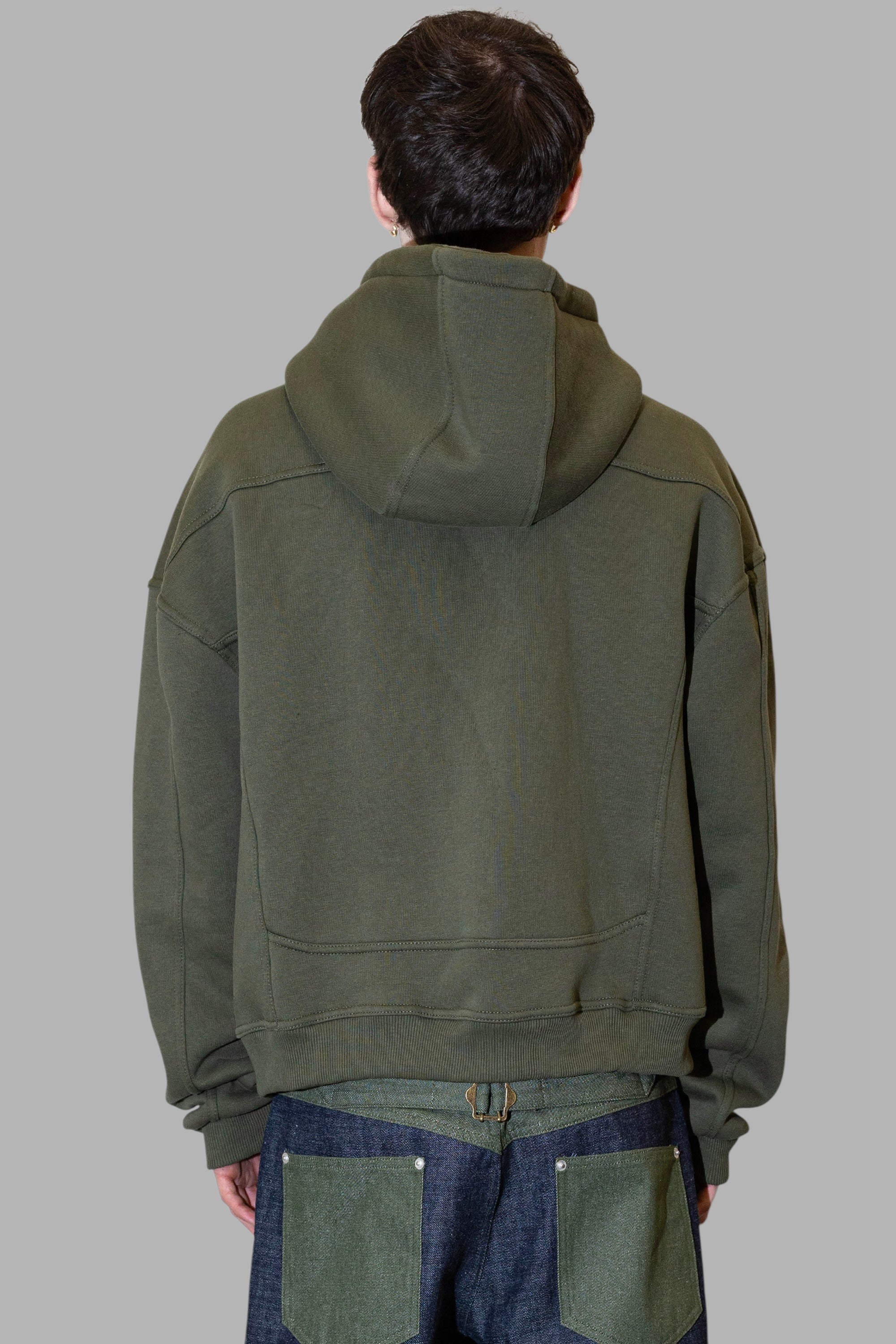 ANOTHER ONE - CROP ZIP HOODIE- VERDE