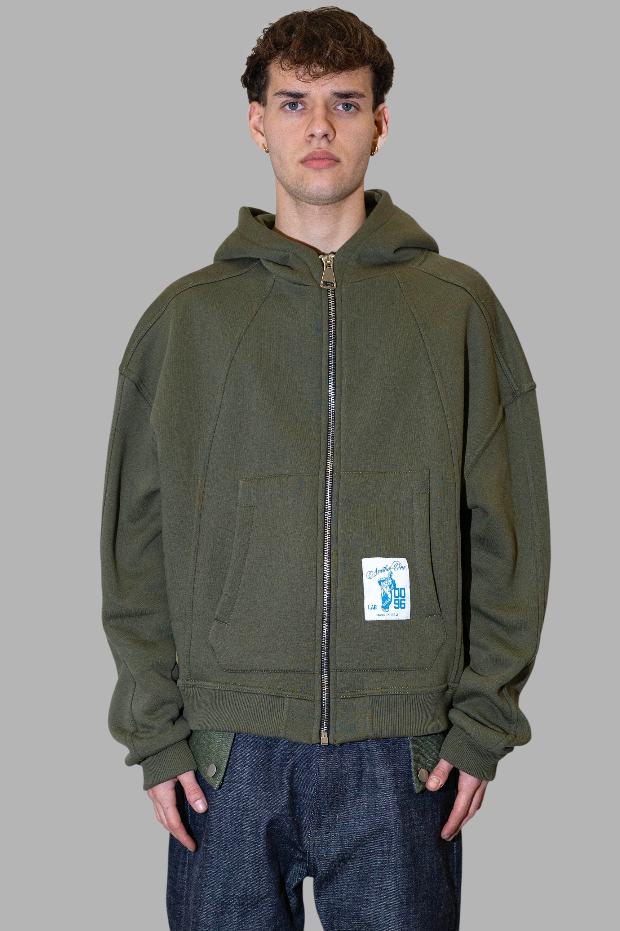 ANOTHER ONE - CROP ZIP HOODIE- VERDE