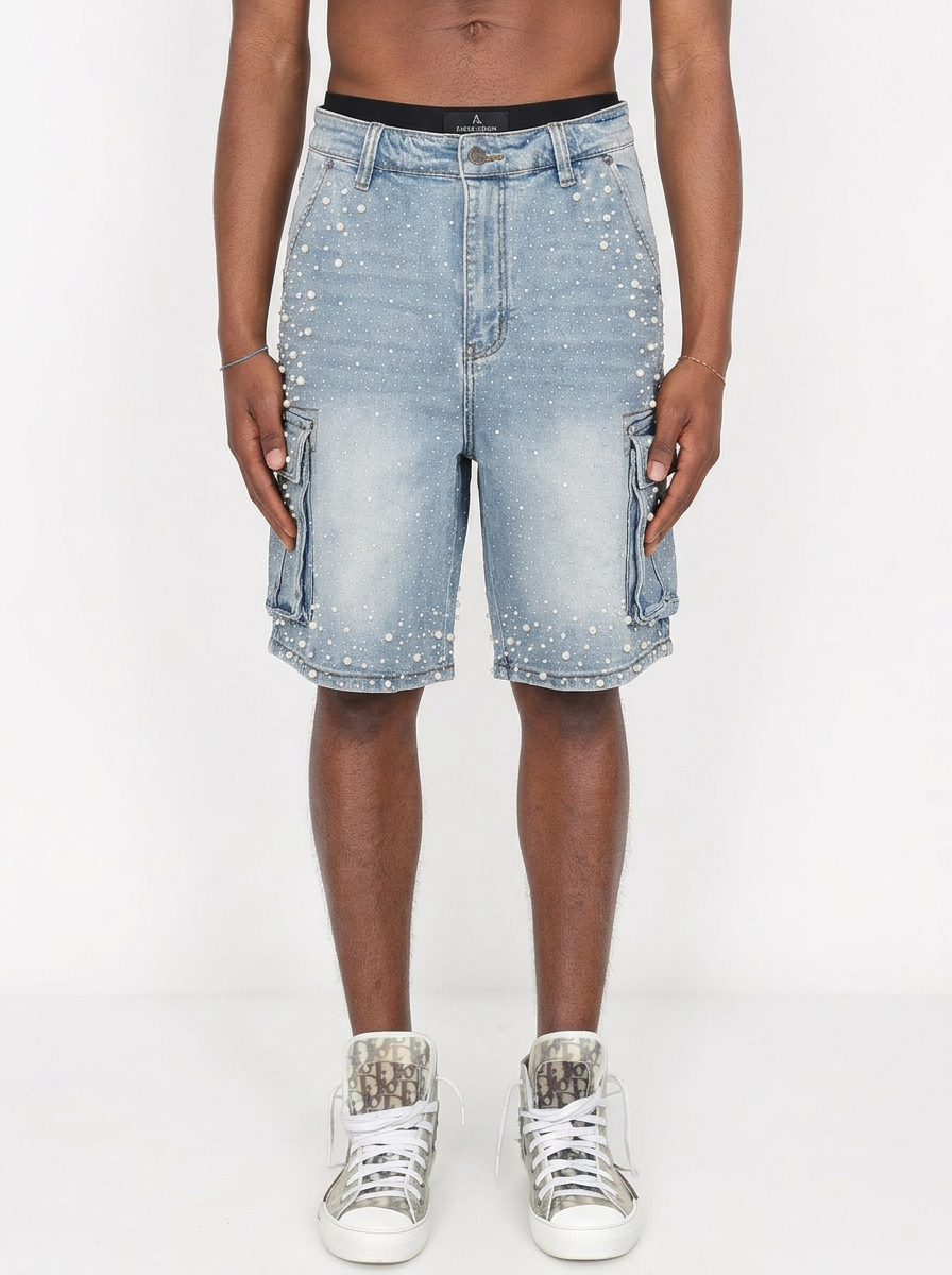 PAPER MONEY - SHORTS PEARL CRYSTAL DENIM